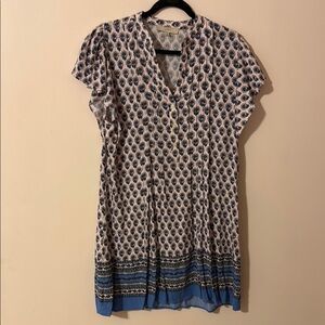 Blue and White Patterned Dress